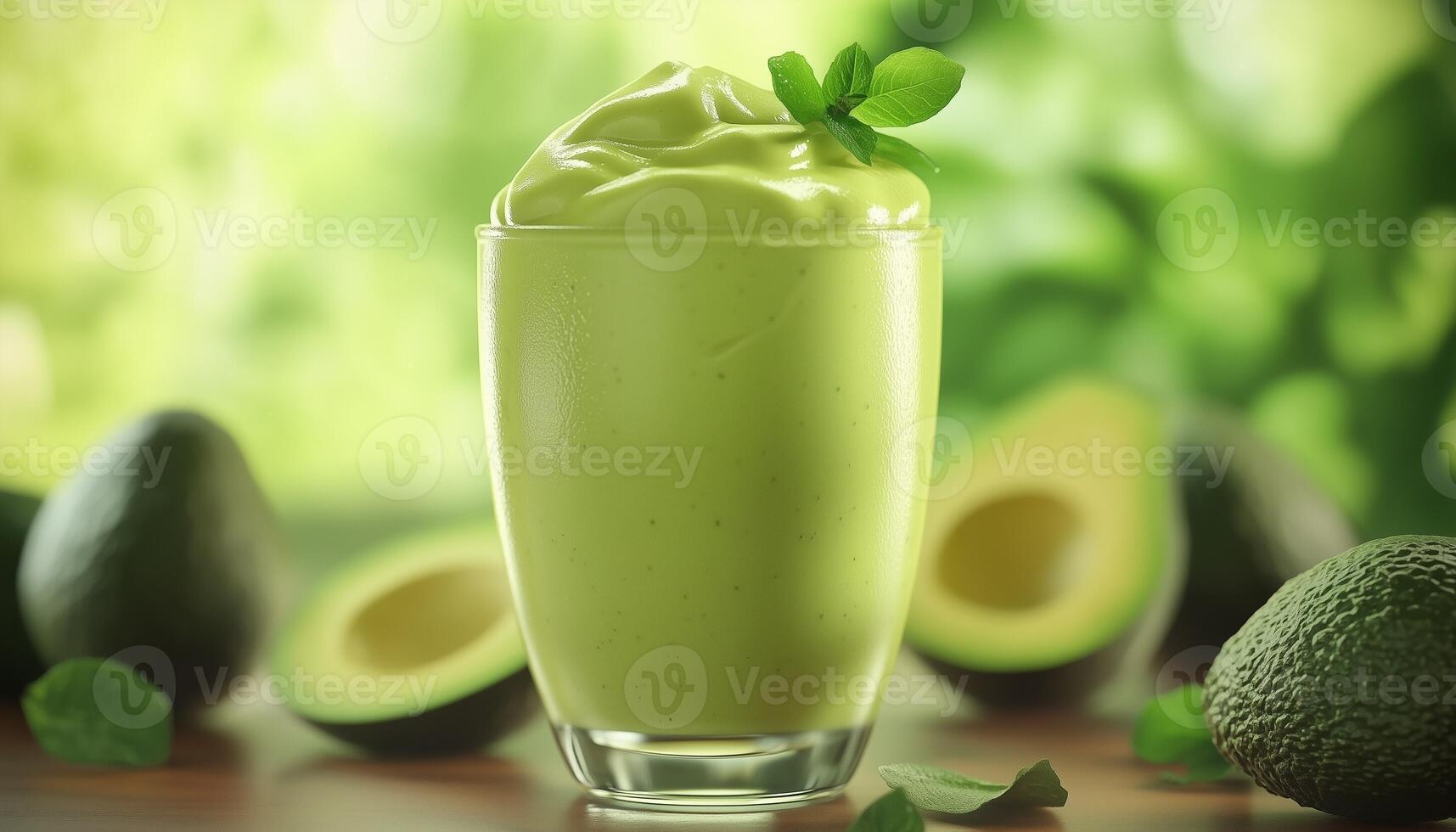 Avocado smoothie fruit fresh on glass drink real food healthy lifestyle photo