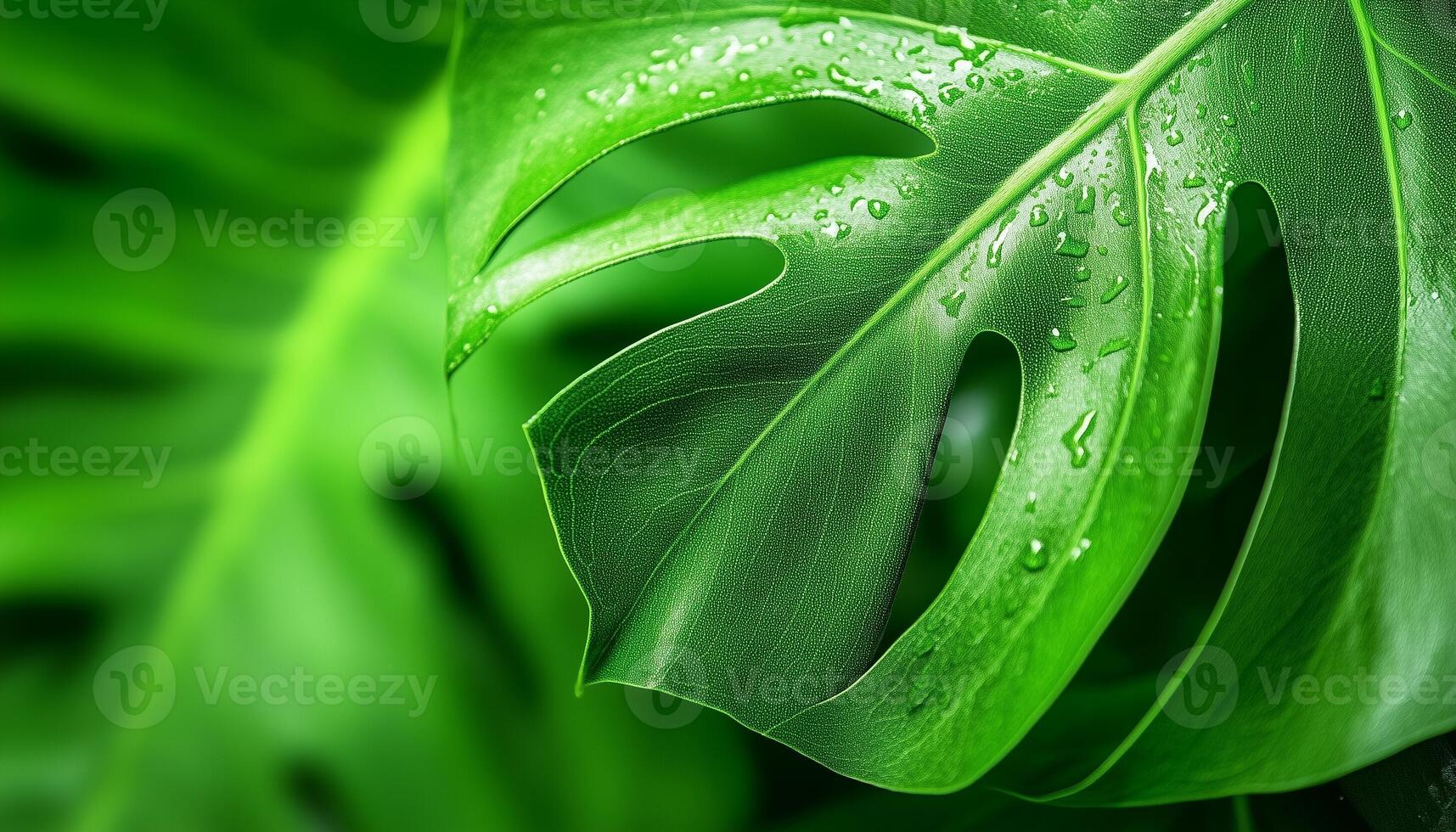 Monstera leaf macro photo foliage surface dramatic effect darkness background