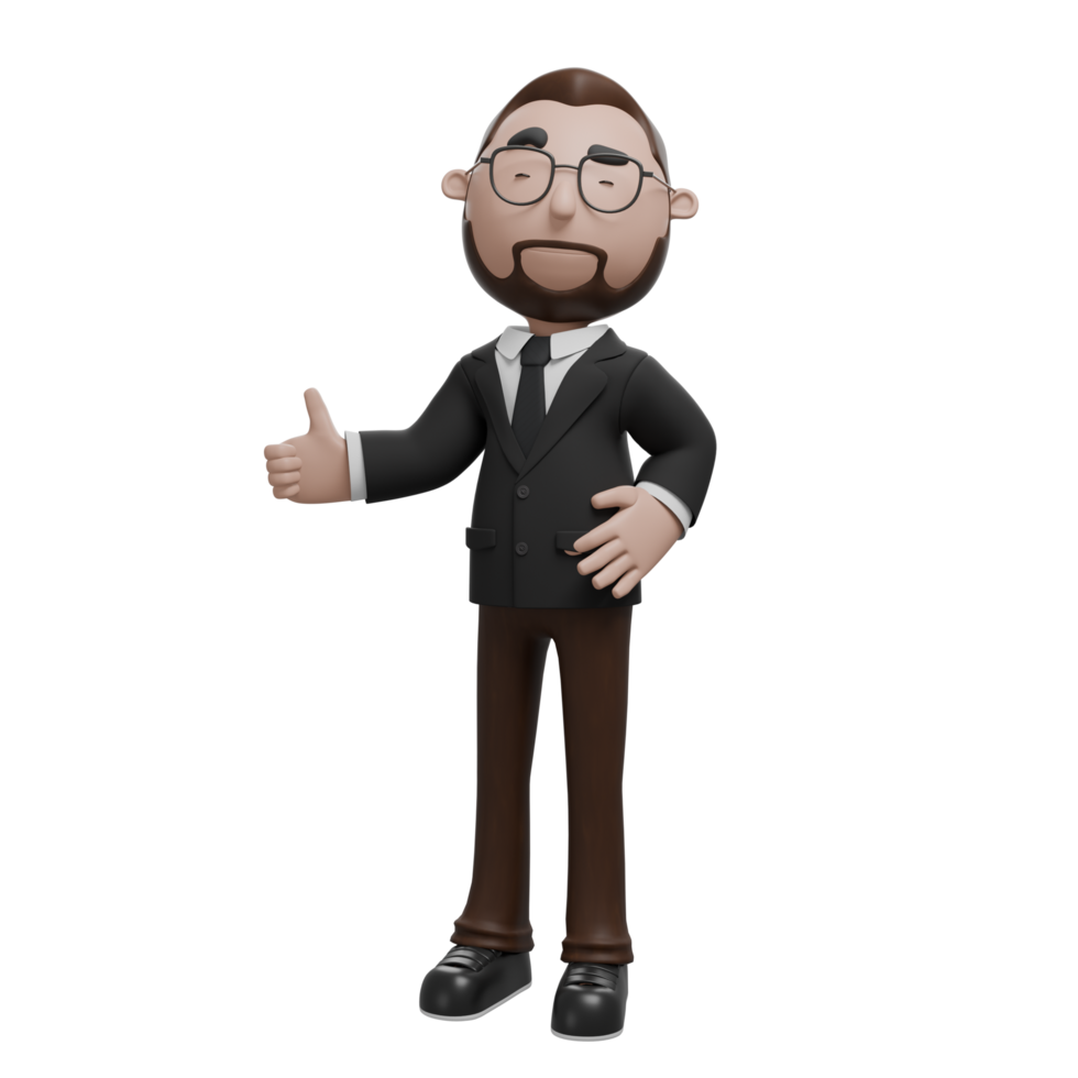 Businessman Giving a Thumbs Up. 3D illustration. png