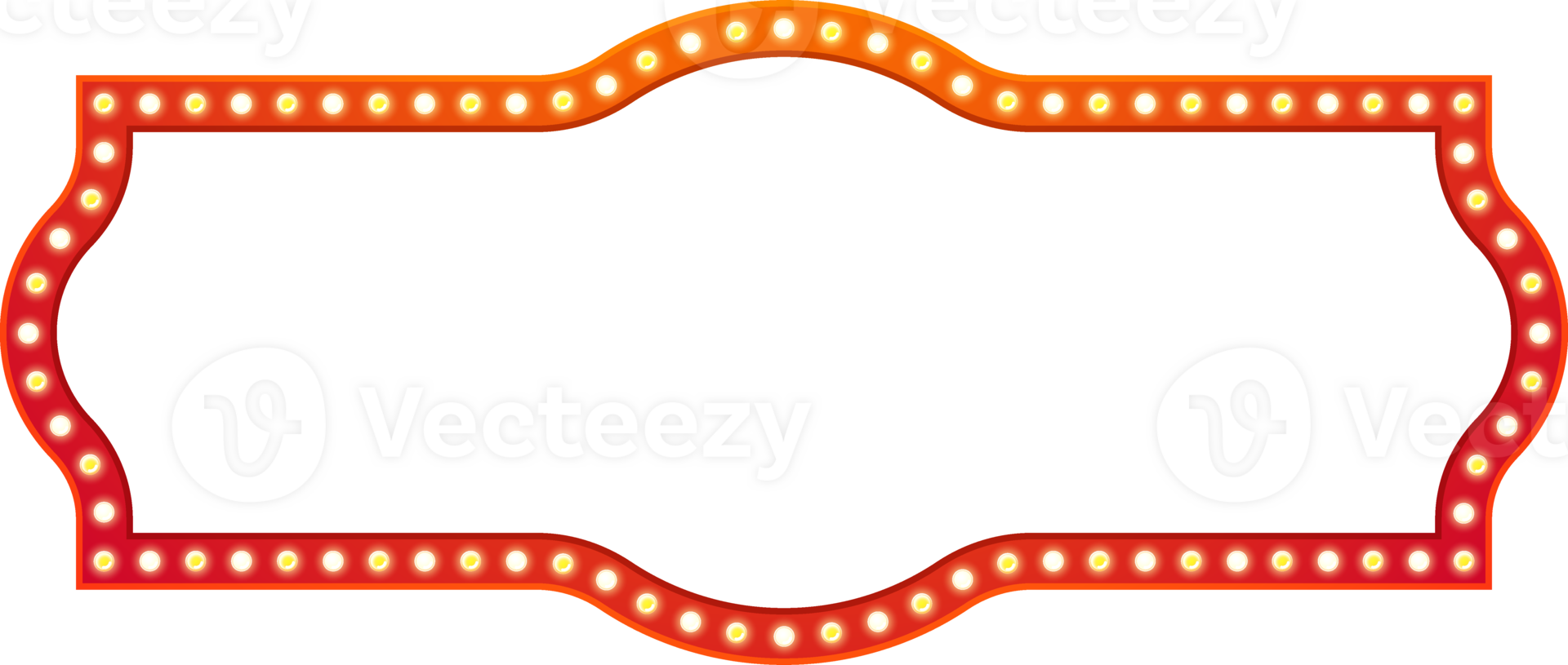 Light Frame with Electric Bulbs. Horizontal Retro Sign. Isolated Element png