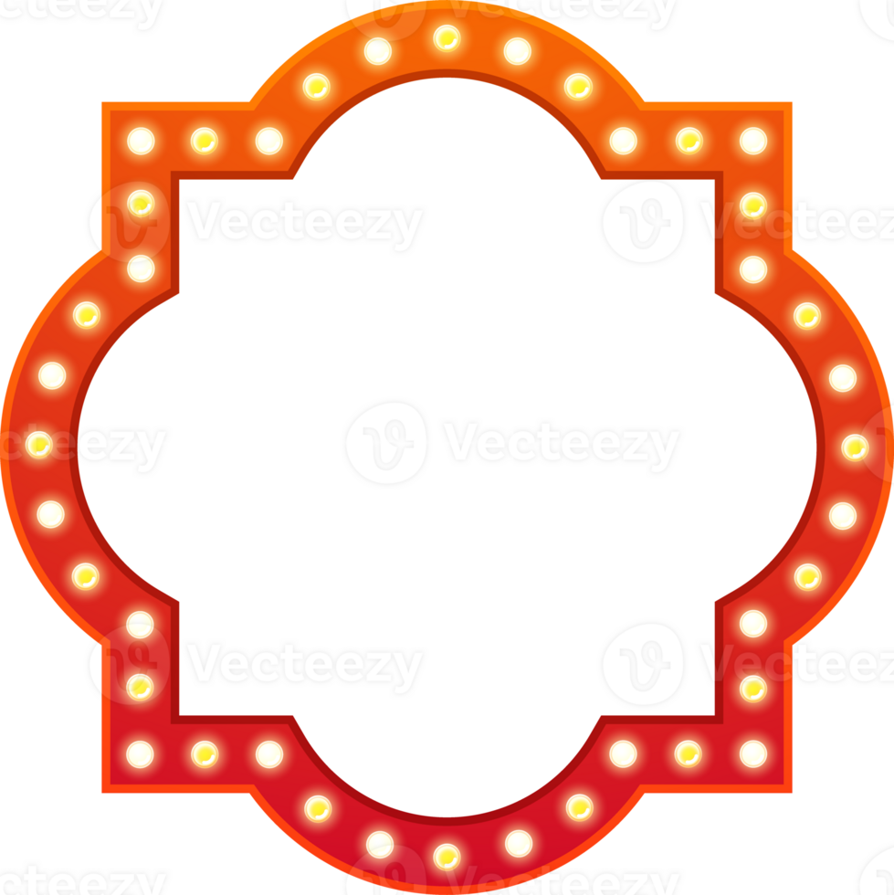 Light Frame with Electric Bulbs. Retro Sign. Isolated Element png