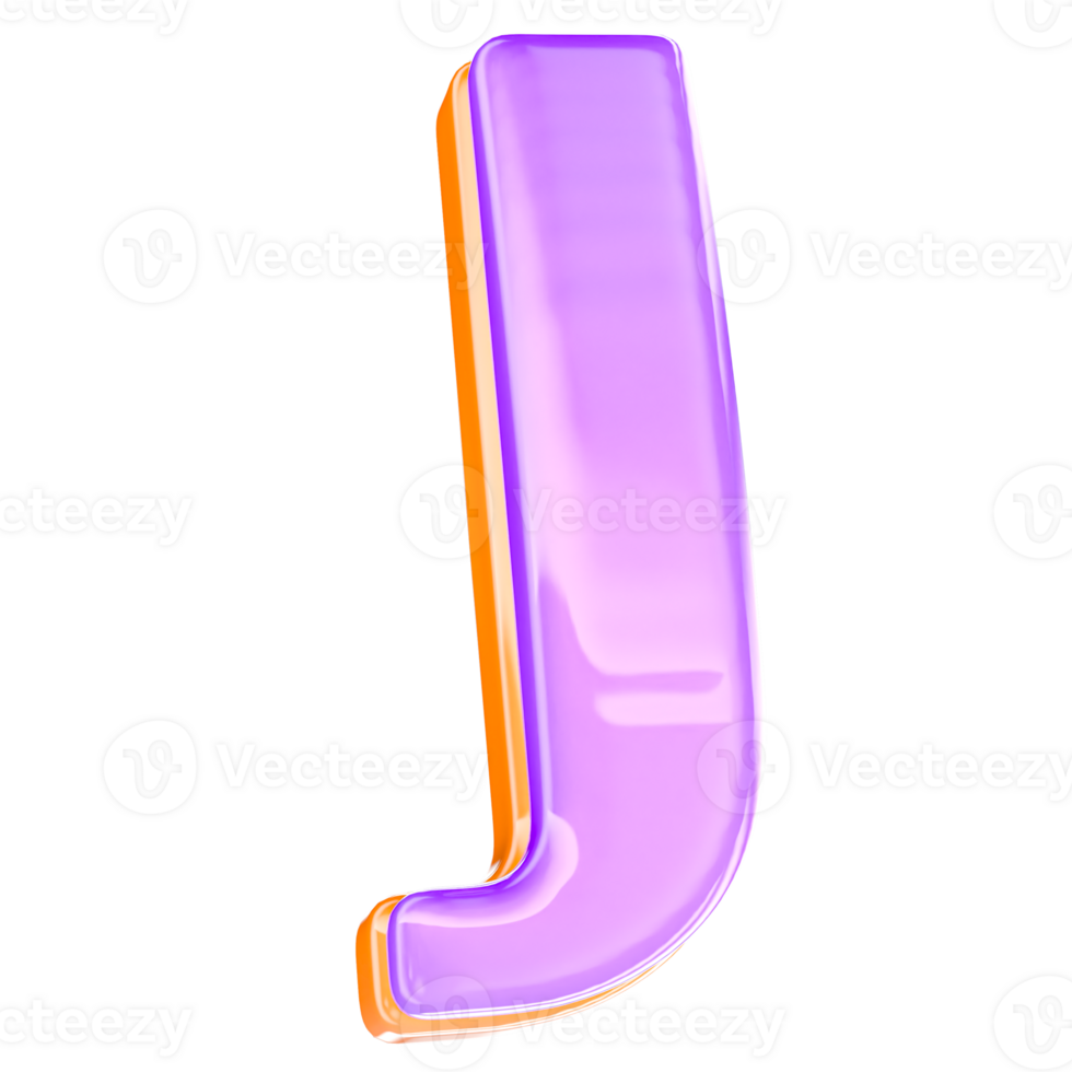 3D Render J Letter With Yellow And Purple png