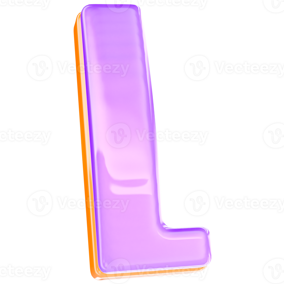 3D Render L Letter With Yellow And Purple png