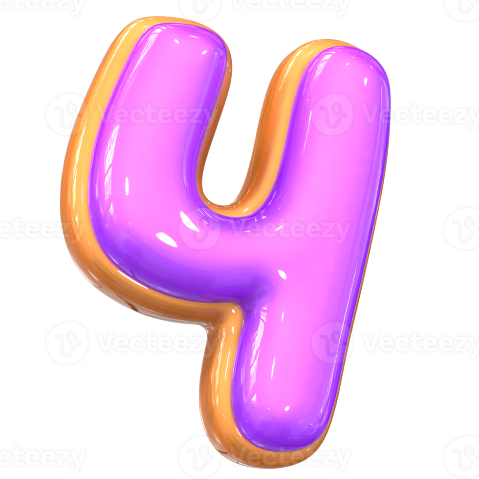 4 Number 3D Render png