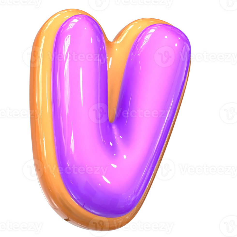 v Letter 3D Rendering png