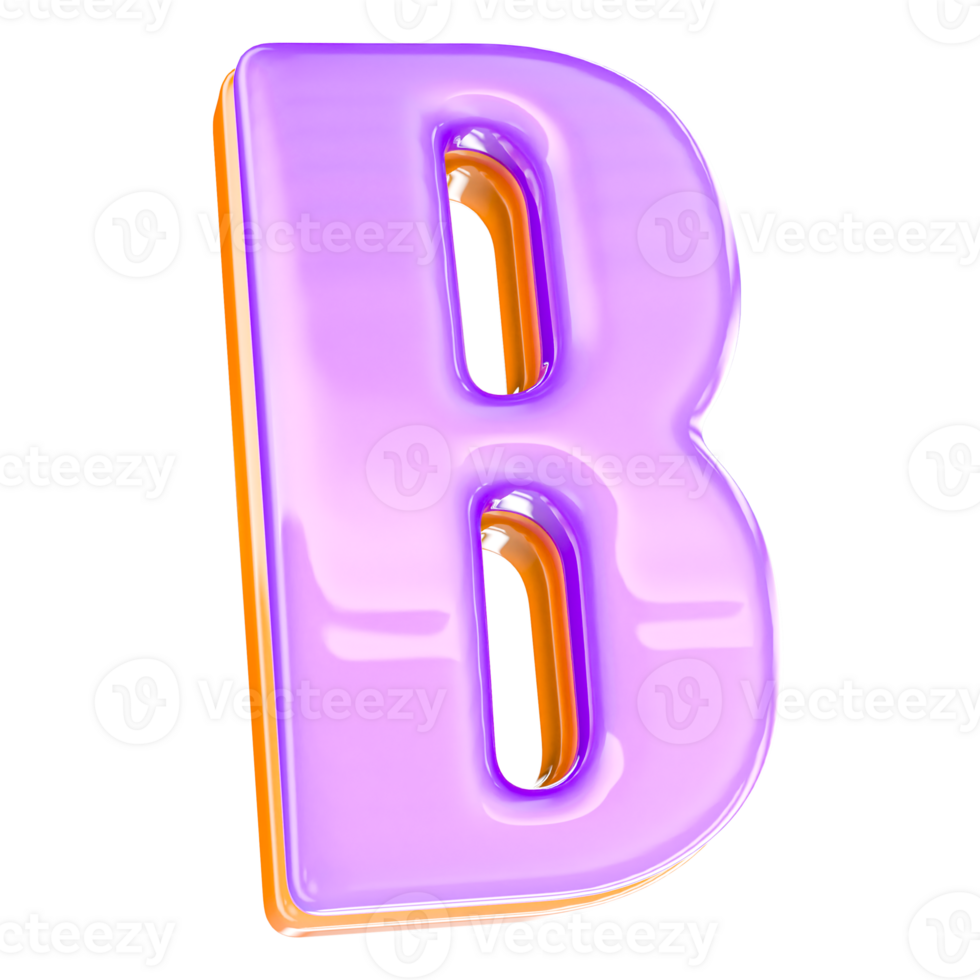 3D Render B Letter With Yellow And Purple png