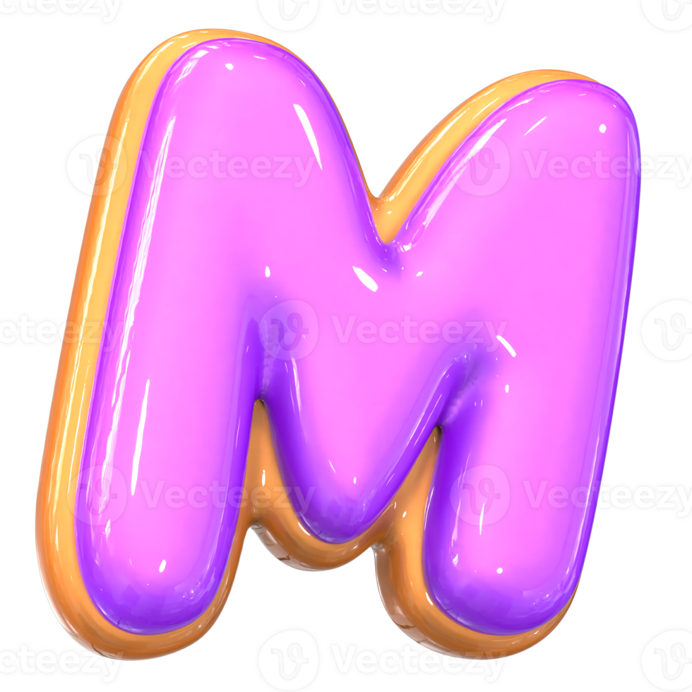 M Letter 3D Render png