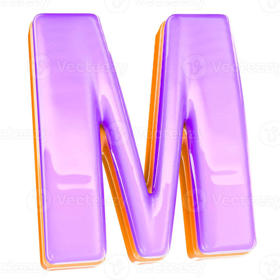 3D Render M Letter With Yellow And Purple png