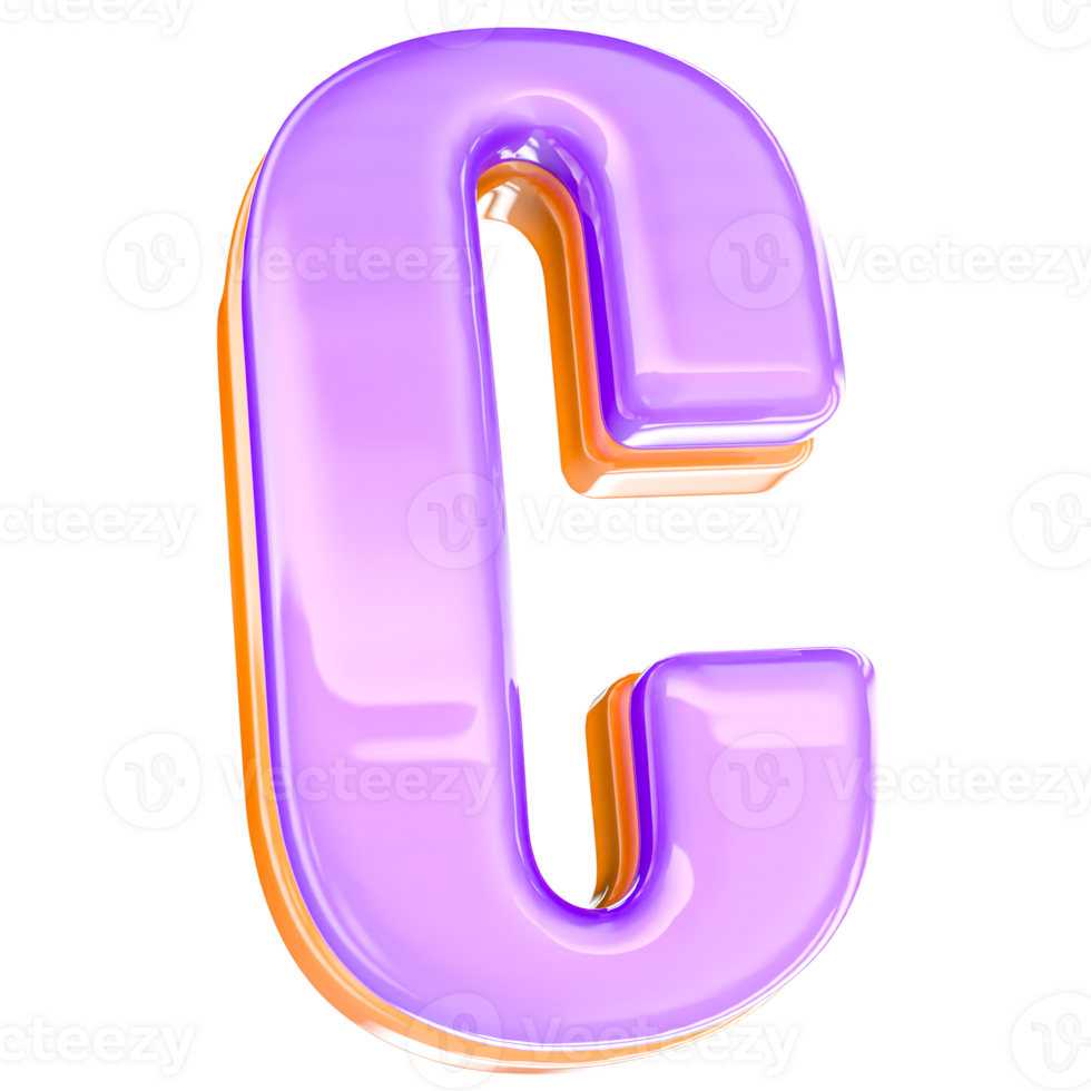 3D Render C Letter With Yellow And Purple png