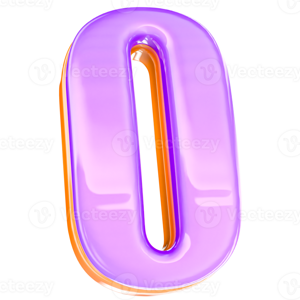 3D Render O Letter With Yellow And Purple png