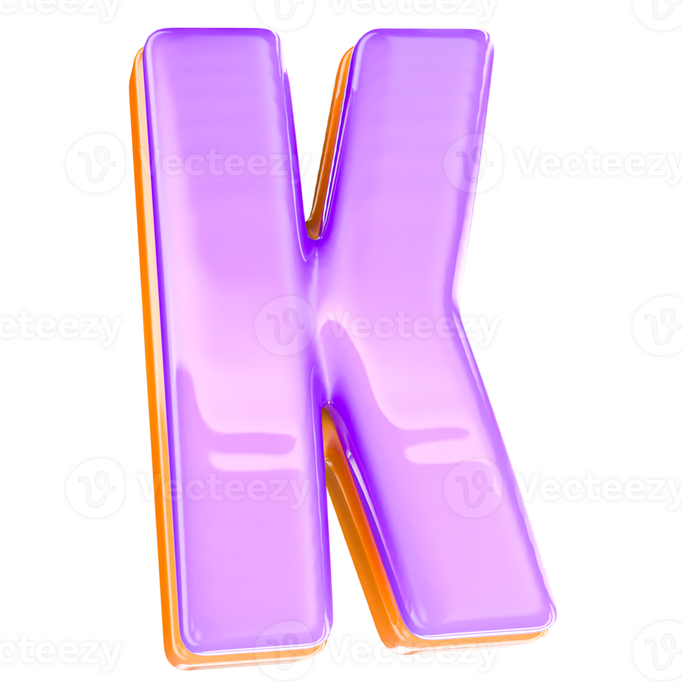 3D Render K Letter With Yellow And Purple png