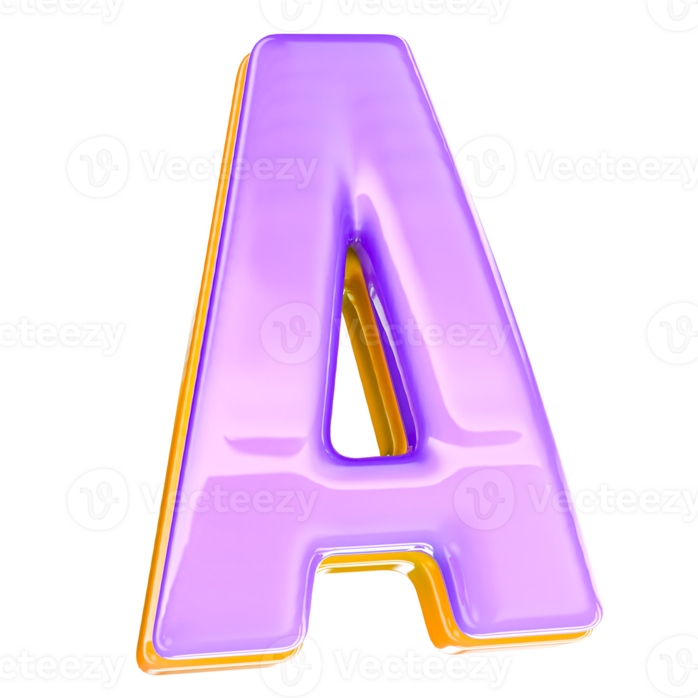 3D Render A Letter With Yellow And Purple png