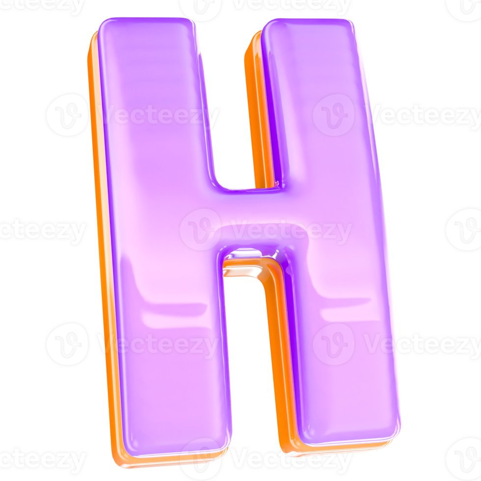 3D Render H Letter With Yellow And Purple png