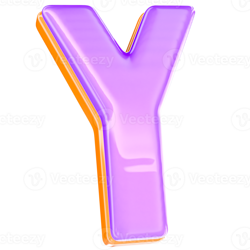 3D Render Y Letter With Yellow And Purple png