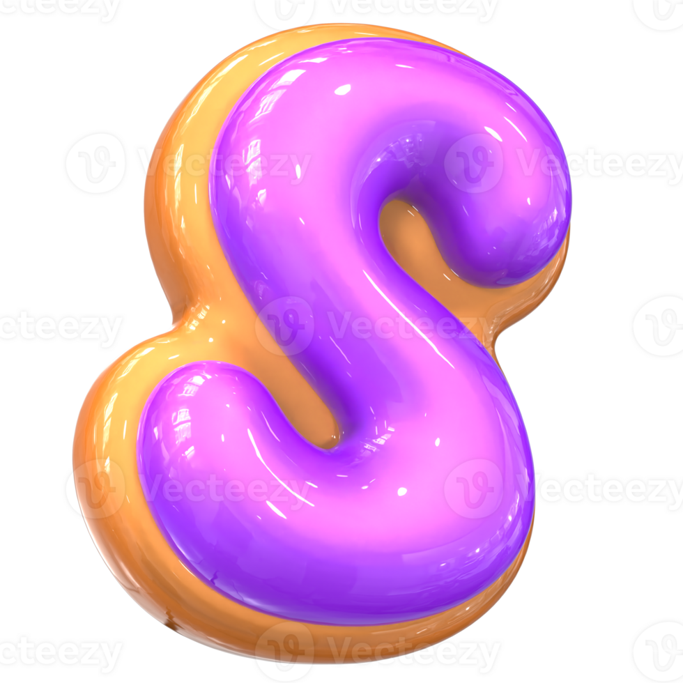 s Letter 3D Rendering png