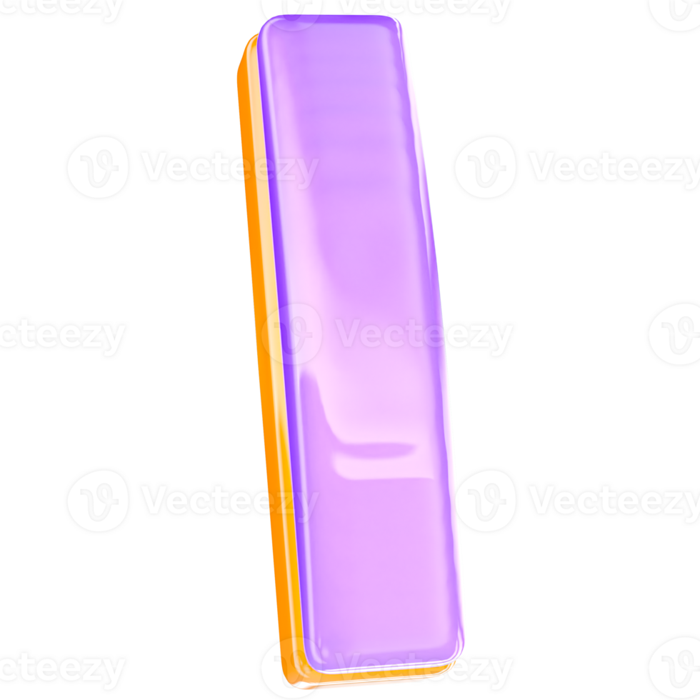 3D Render I Letter With Yellow And Purple png