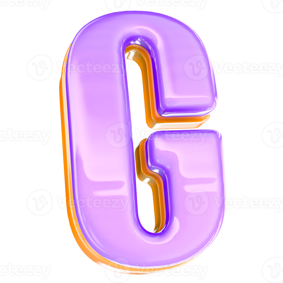 3D Render G Letter With Yellow And Purple png