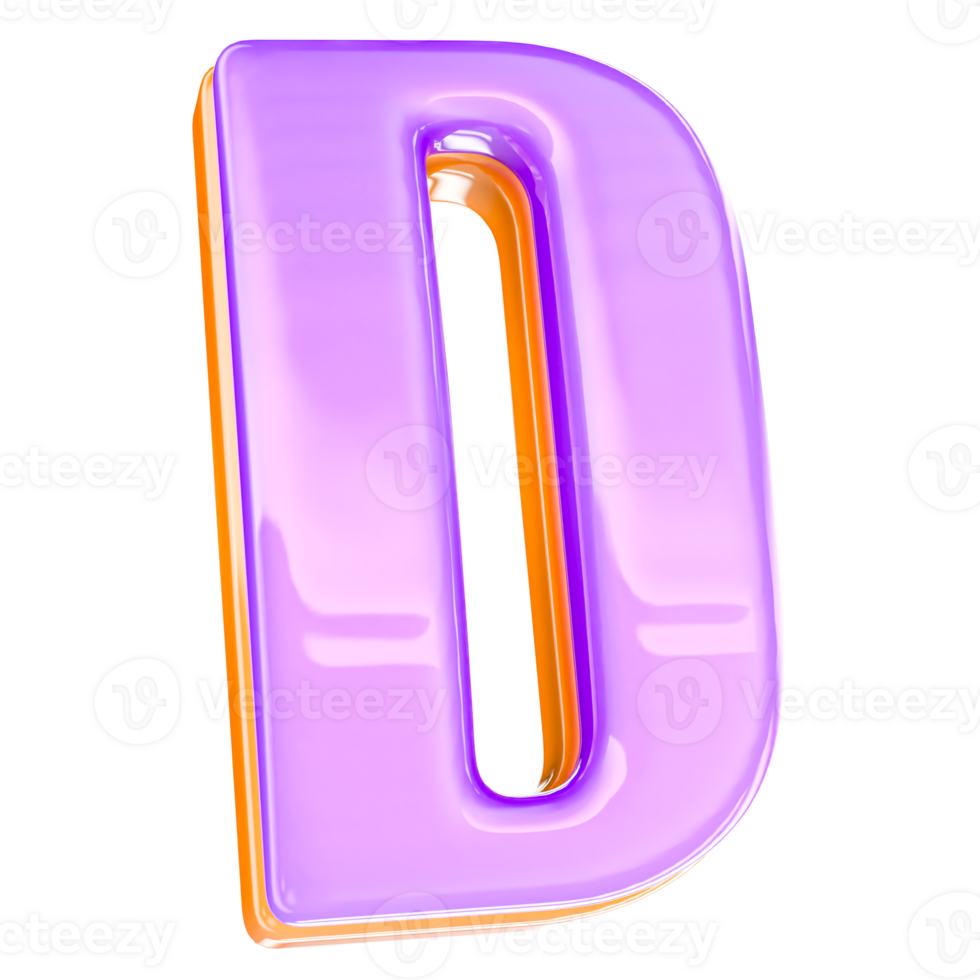 3D Render D Letter With Yellow And Purple png