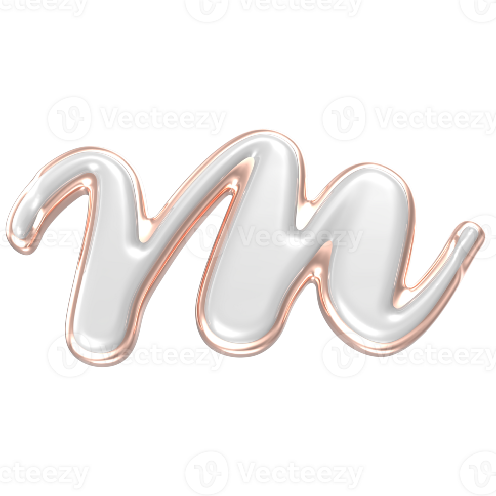 letter M font white Alphabet 3d render png