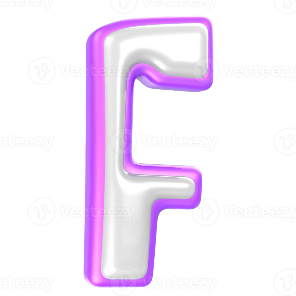 f Purple And White Font 3D Rendering png