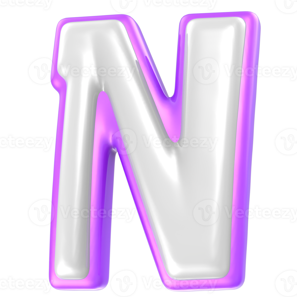 Font N Purple And White 3D Rendering png