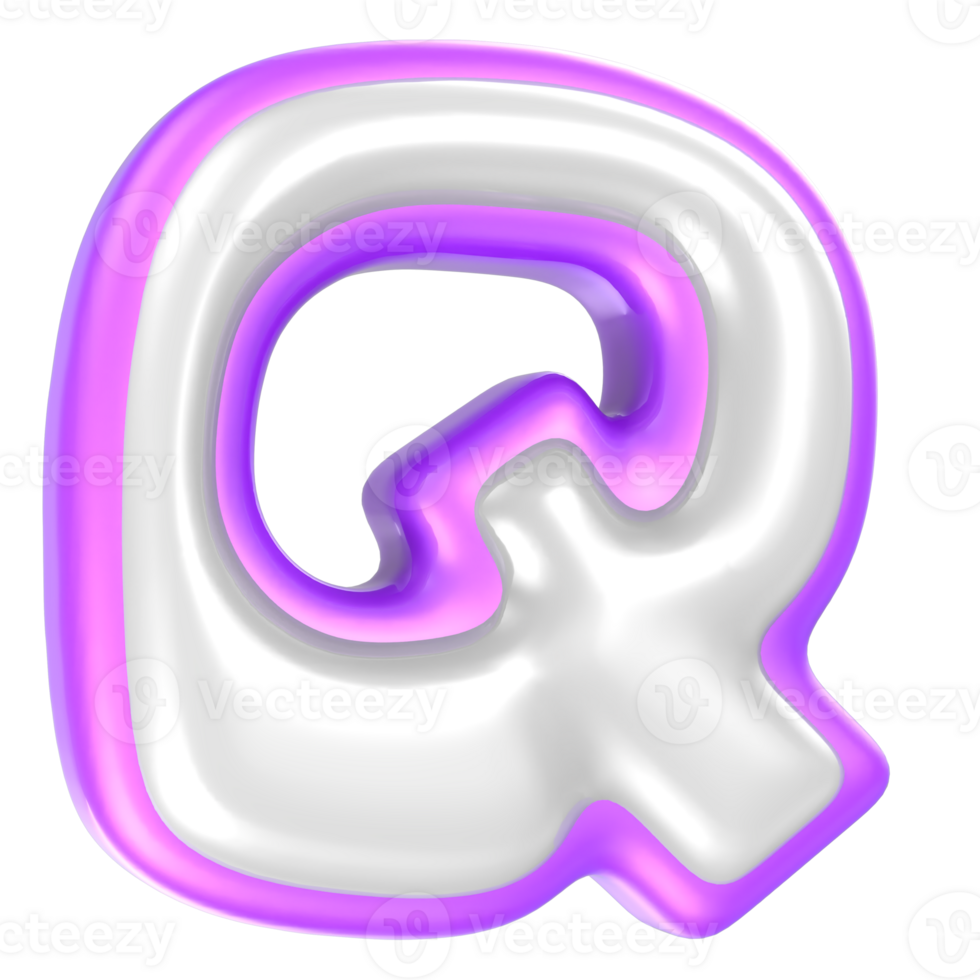 q Purple And White Font 3D Rendering png