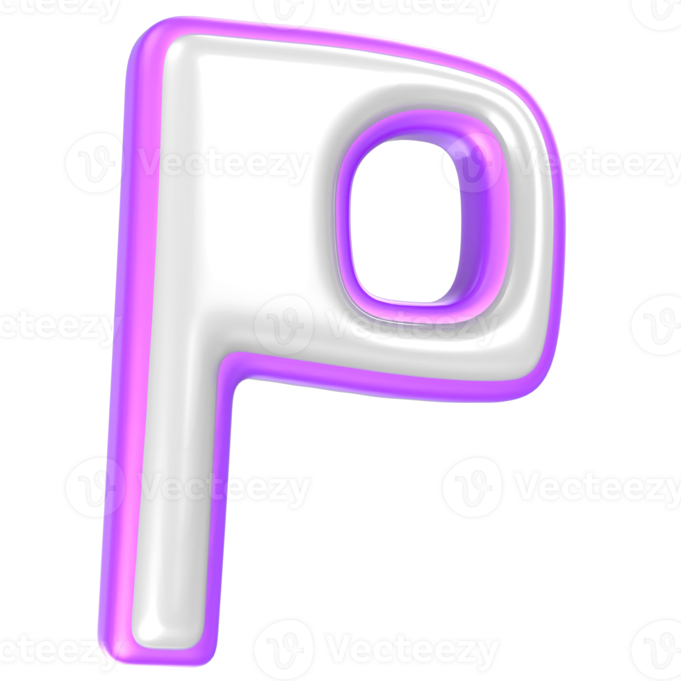 p Purple And White Font 3D Rendering png
