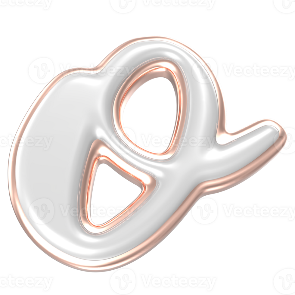 letter O font white Alphabet 3d render png
