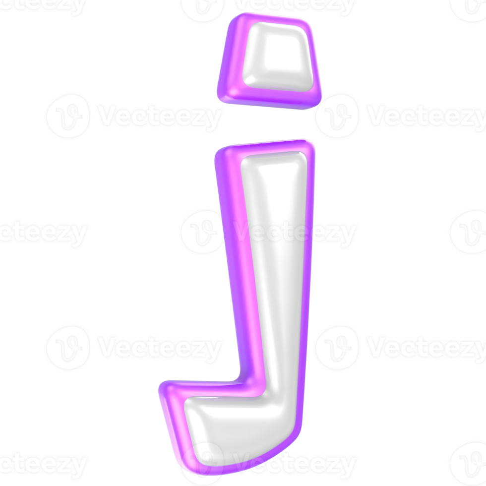 j Purple And White Font 3D Rendering png