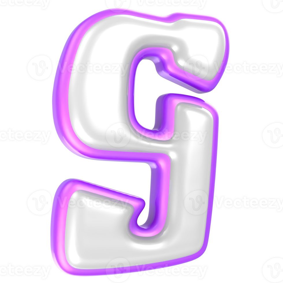 g Purple And White Font 3D Rendering png