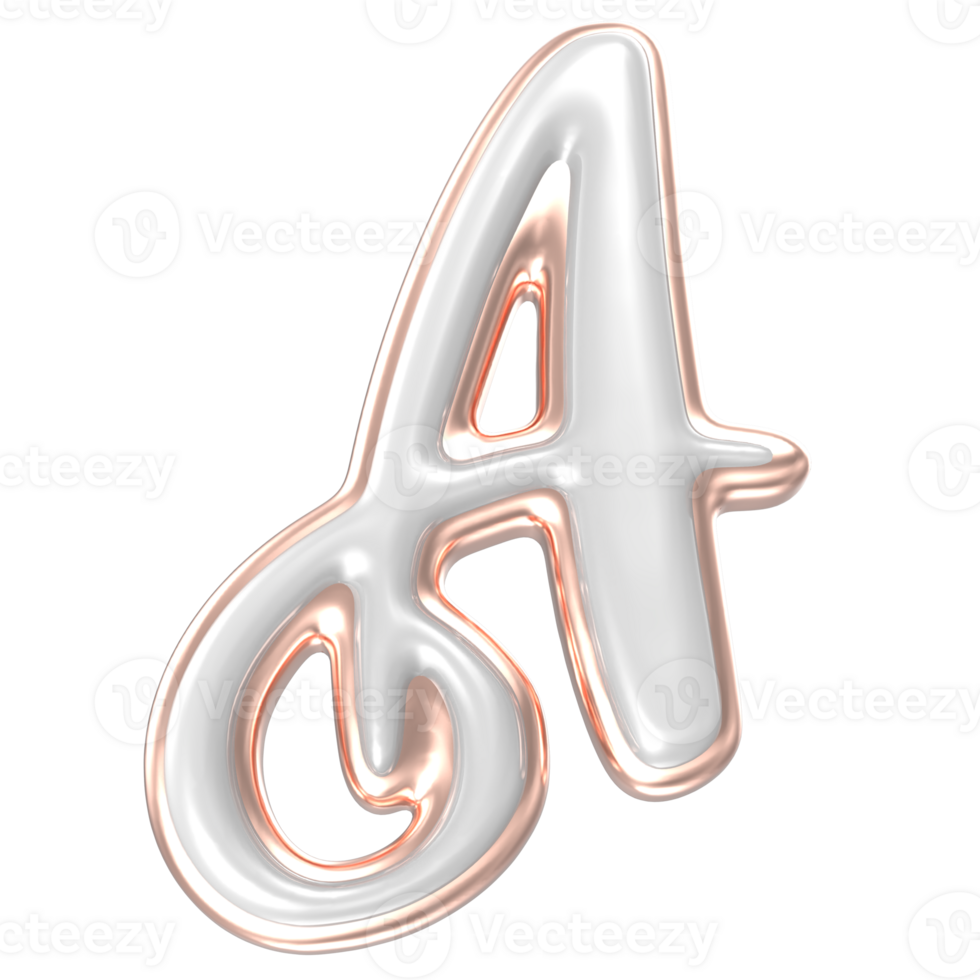 letter A font white Alphabet 3d render png