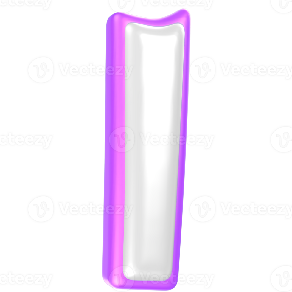 l Purple And White Font 3D Rendering png