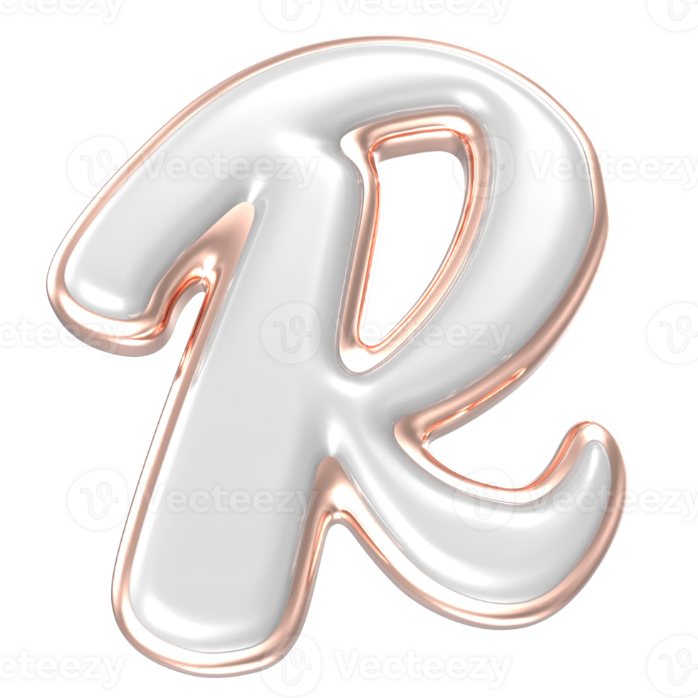 letter R font white Alphabet 3d render png