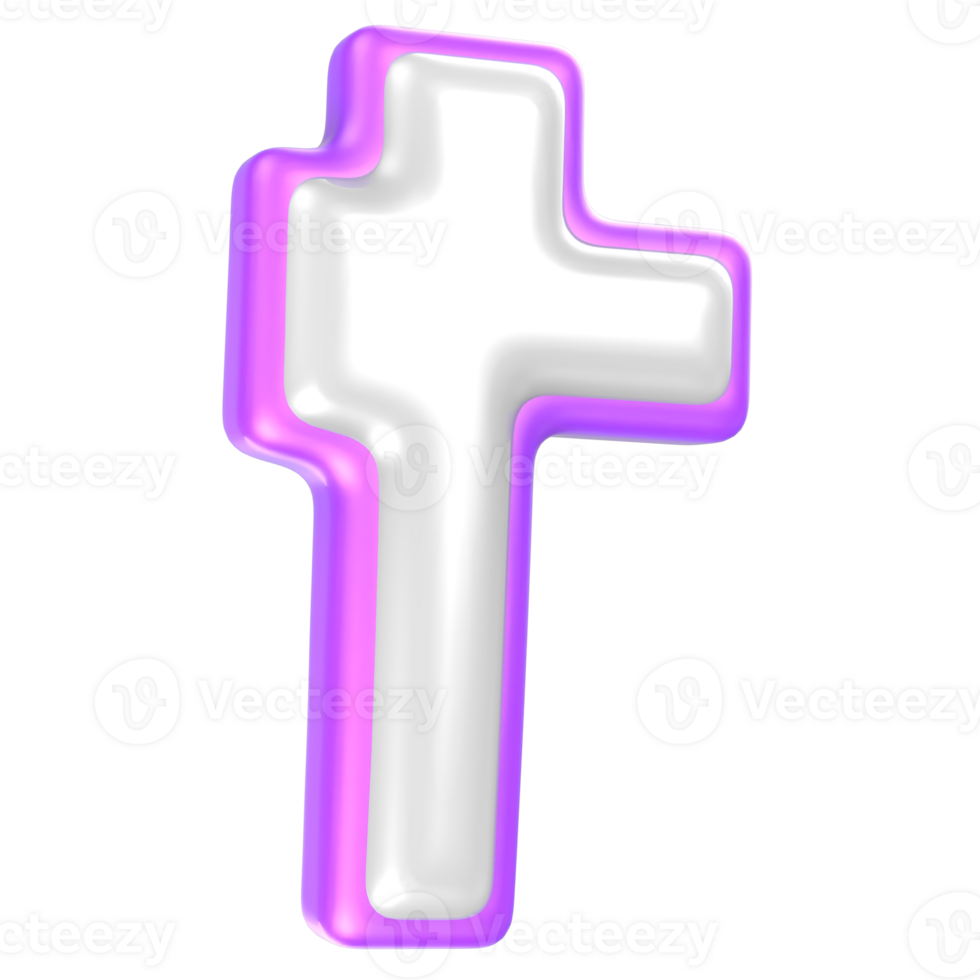t Purple And White Font 3D Rendering png