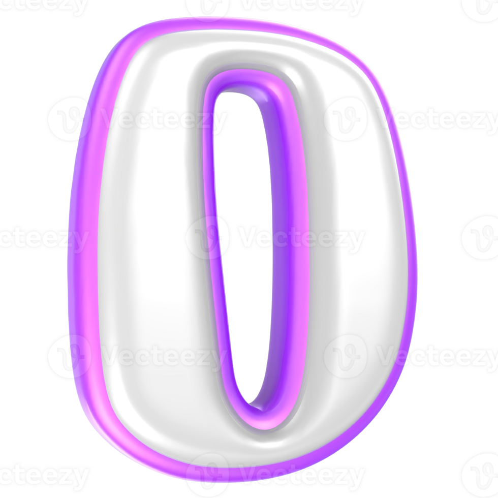 0 siffra lila och vit 3d tolkning png