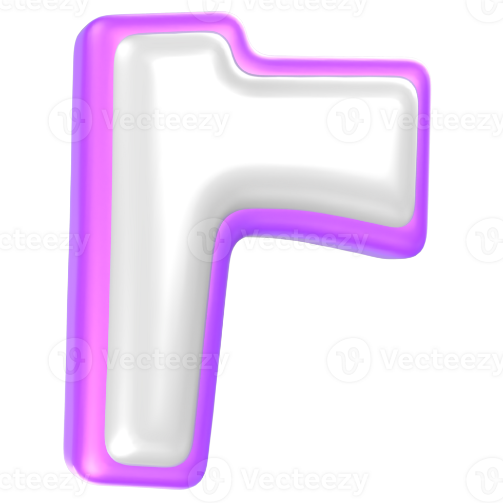 r Purple And White Font 3D Rendering png