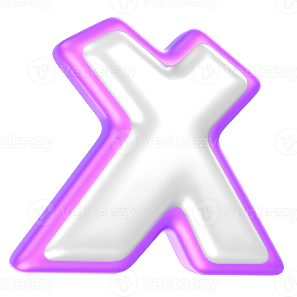 x Purple And White Font 3D Rendering png