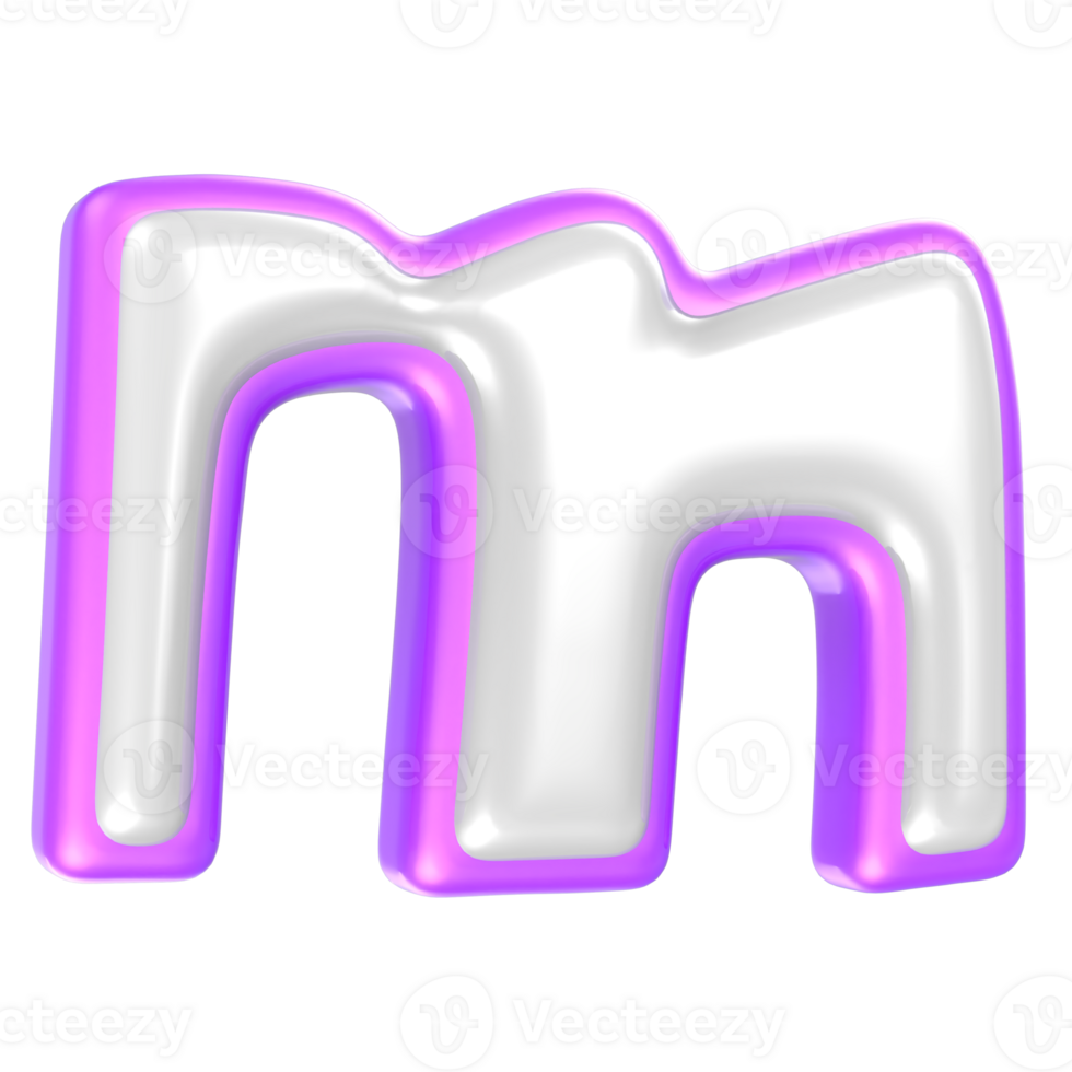 m Purple And White Font 3D Rendering png