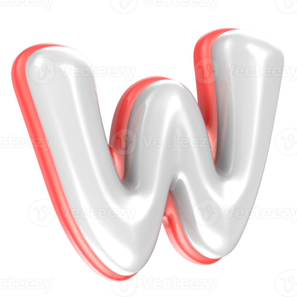 W Font Red And White 3D Rendering png