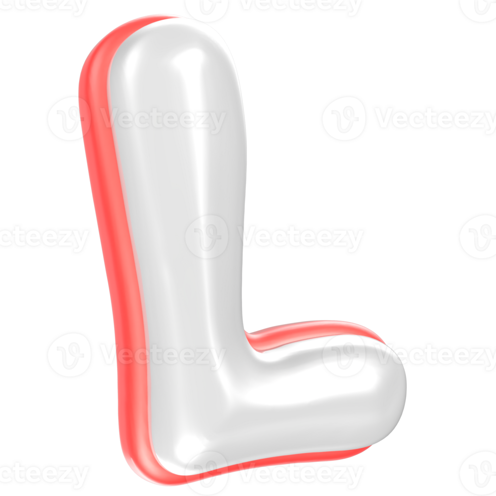 L Font Red And White 3D Rendering png