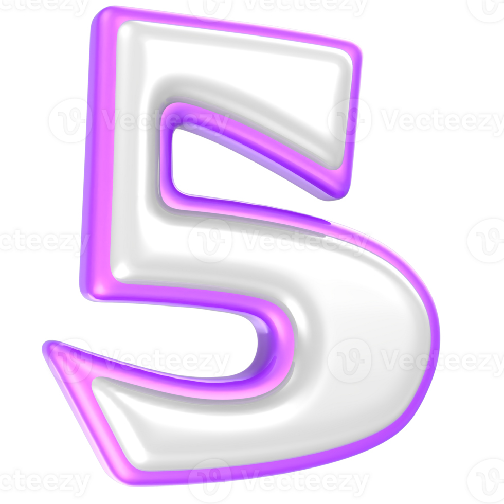 5 aantal Purper en wit 3d renderen png