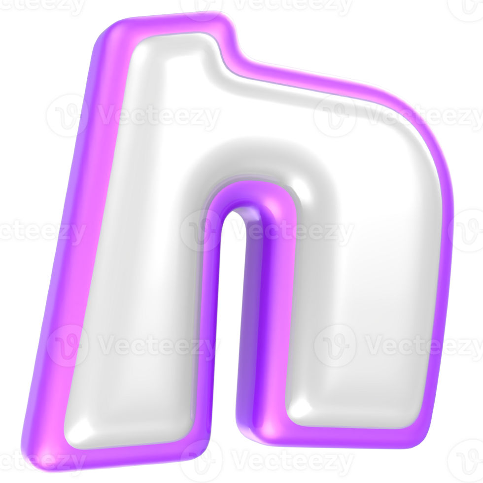 n Purple And White Font 3D Rendering png