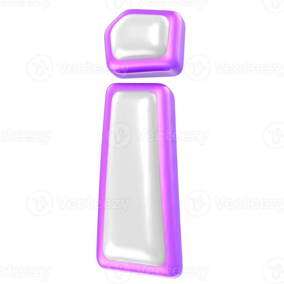 Police de caractère je violet et blanc 3d le rendu png