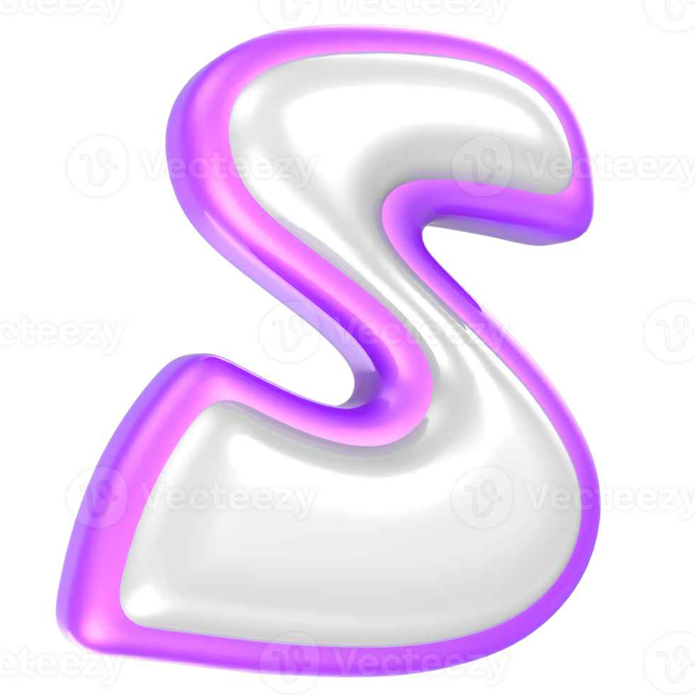 s Purple And White Font 3D Rendering png