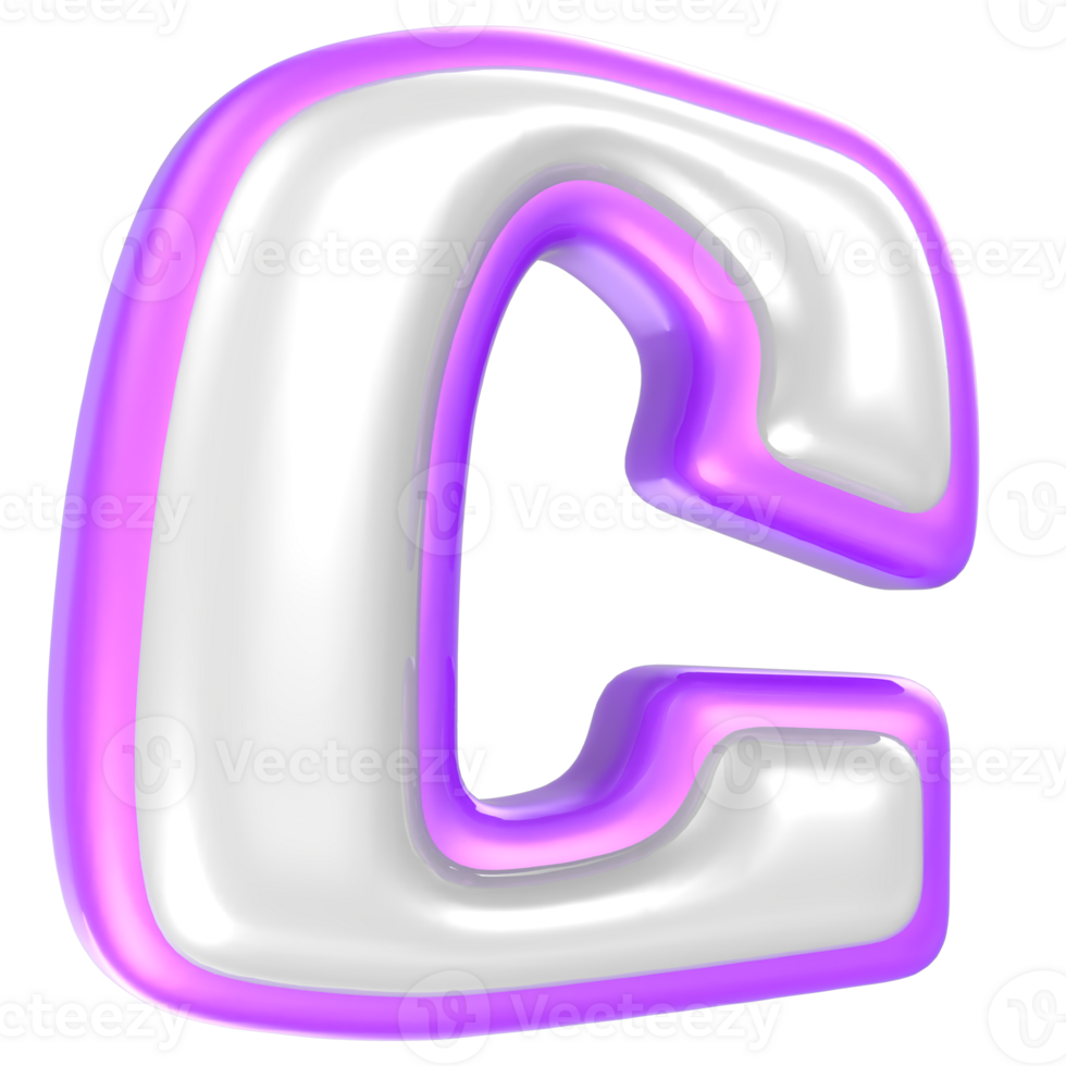 c Purple And White Font 3D Rendering png