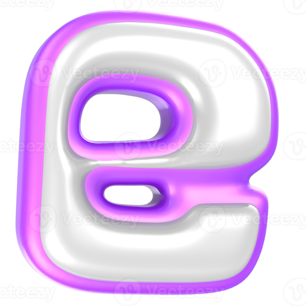e Purple And White Font 3D Rendering png