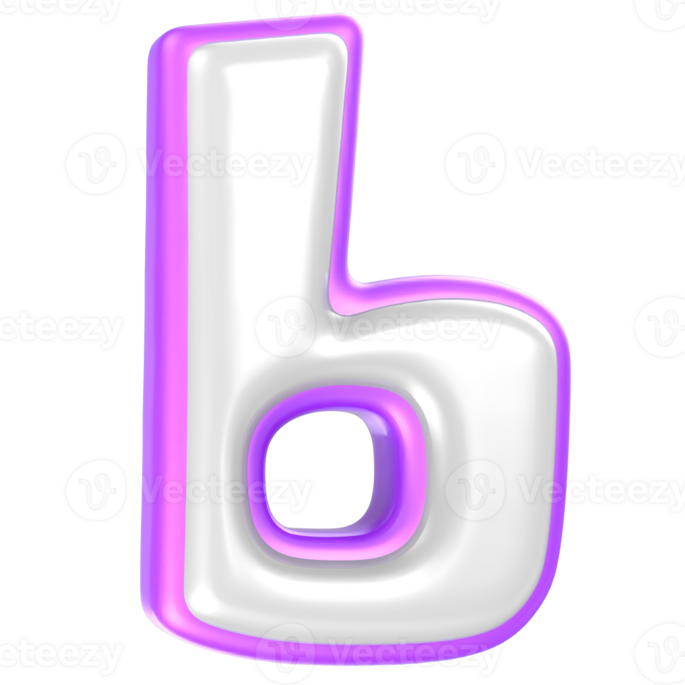 b Purple And White Font 3D Rendering png