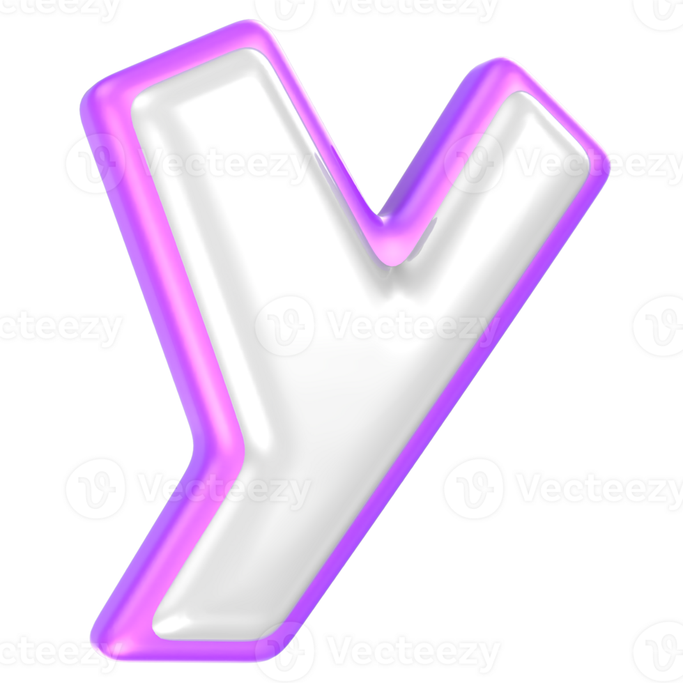 y Purple And White Font 3D Rendering png