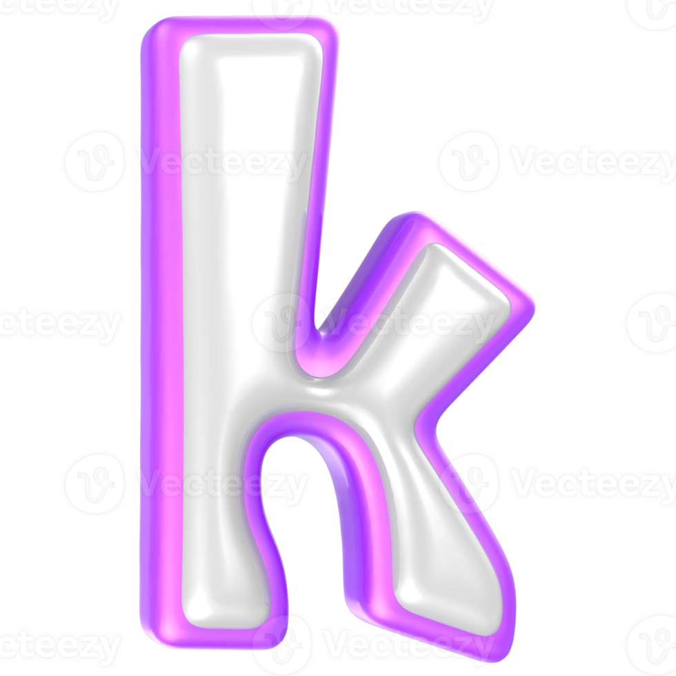 k Purple And White Font 3D Rendering png