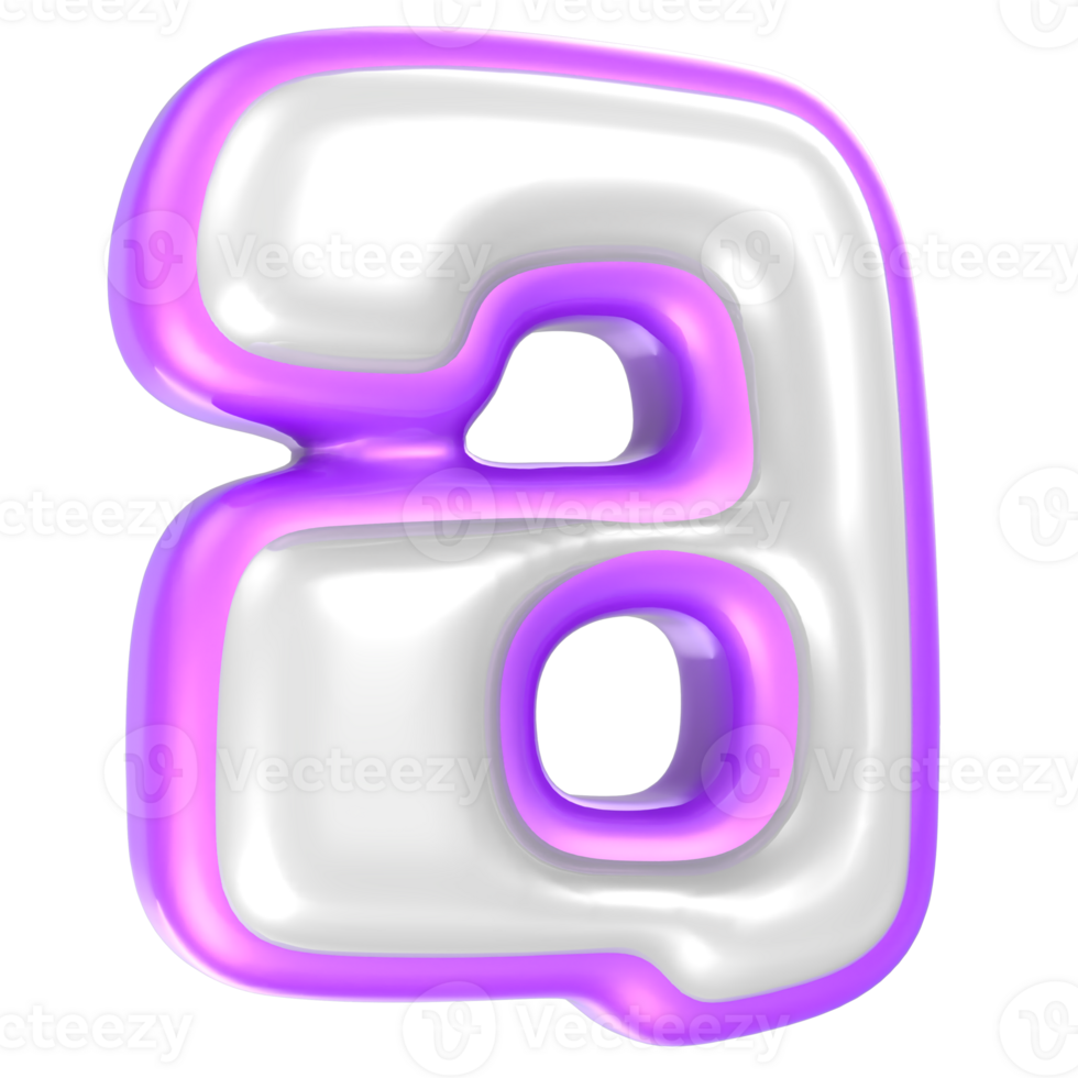a Purple And White Font 3D Rendering png